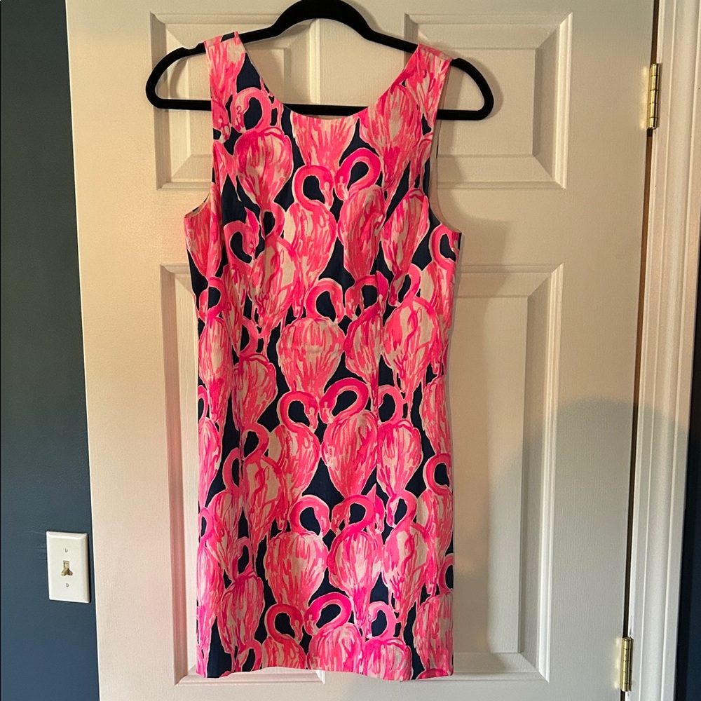 Lilly Pulitzer Pink and Navy Flamingo Print Dress